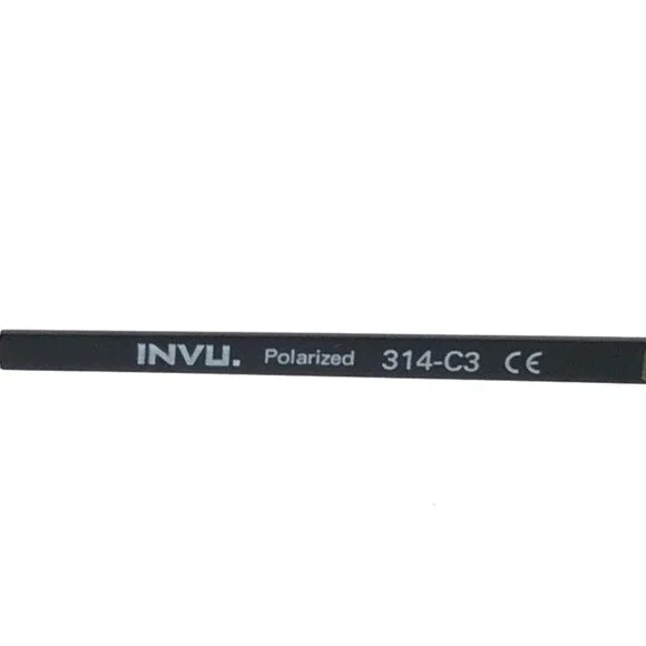 INVU. Sunglasses 314-C3 Shiny Black Rectangle Frames with Green Polarized Lenses